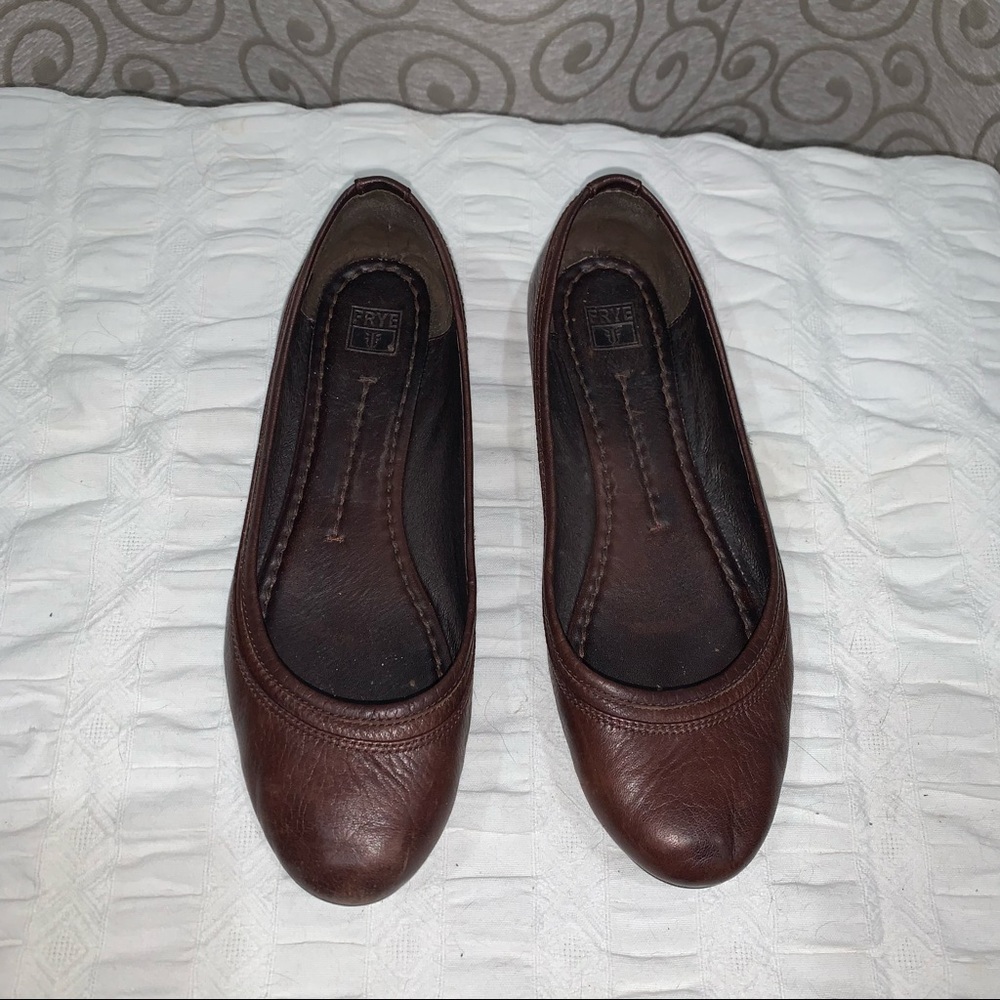 Frye leather brown ballet flats 7.5